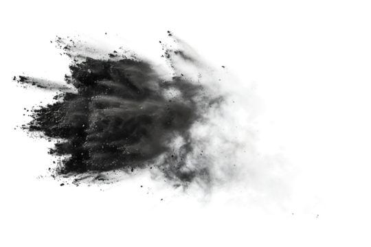 Stunning chalk dust flying effect, capturing the moment of explosive release and swirling dust in vibrant hues isolated on transparent background