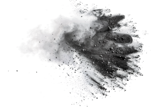 Creative chalk dust flying effect, where chalk particles burst into the air, forming a captivating spectacle of color isolated on transparent background