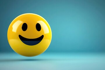 Fototapeta premium Positive Feedback. Joyful Expression Inside Speech Bubble Against Bright Blue Backdrop