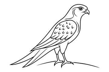 Minimalist Line Drawing of a Kestrel Elegant Bird Illustration in Artful Simplicity