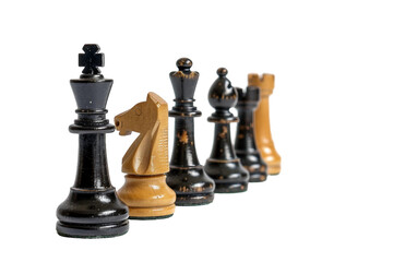 Wooden Chess Board and Pieces Isolated on Transparent Background