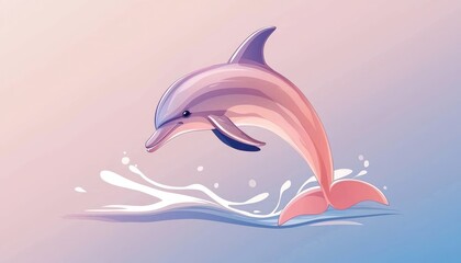 Flat vector illustration of a dolphin in a playful pose.