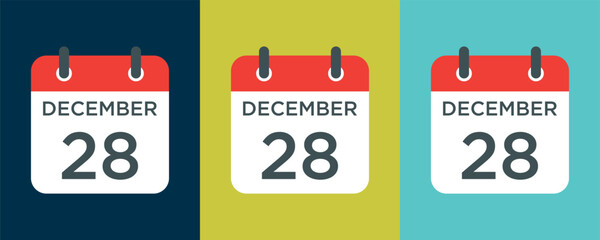 calendar - December 28 icon illustration isolated vector sign symbol