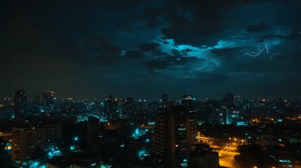 Fototapeta premium Lightning in the night sky over the city 
