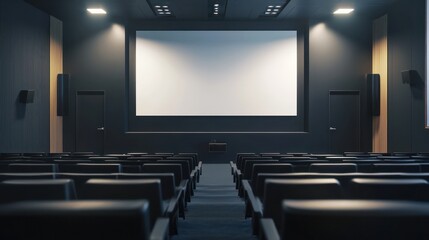 Modern Conference Room: A sleek conference room setup with a projector and comfortable seating, ready for presentations.
