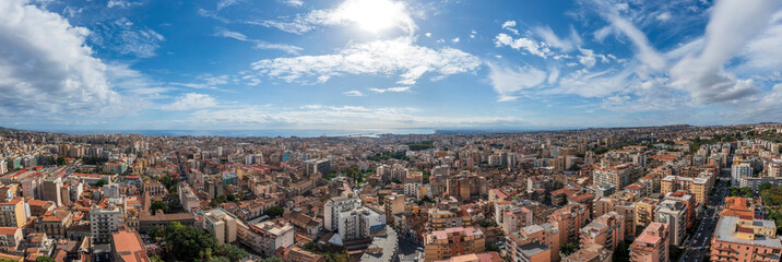 Panoramic view of the historical city Catania, Sicily, Italy taken from above. The city is a popular tourist destination
