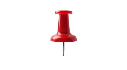 Fototapeta premium Red push pin isolated on transparent background pushpin of office paper or note plastic attachment memo reminder tool object 