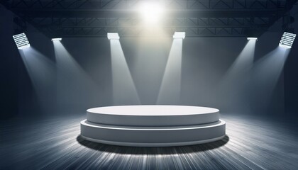 Obraz premium Modern Exhibition Stage with Light and Shadow. 3D Rendering