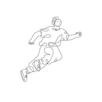 recommend clip art: Running boy, monoline vector illustration