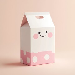 Fototapeta premium Happy Face Milk Carton Pink Polka Dots Design