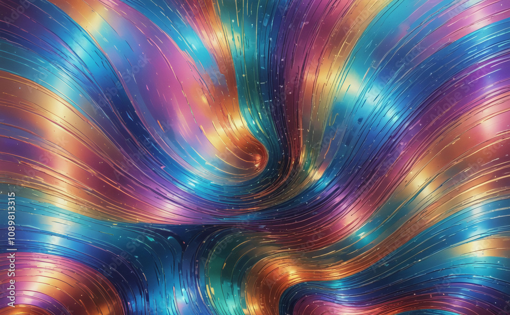 Poster a colorful, swirling pattern of lines and dots. the colors are bright and vibrant, creating a sense 