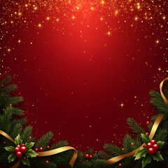 Christmas Photography Lights Background Red Theme Decoration Jingle Bells Pine Leaves White Corn