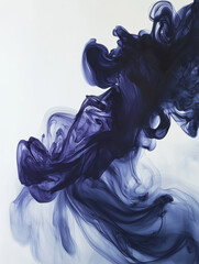 Fototapeta premium Dynamic blue ink swirls against a white background, creating bold and fluid visual textures.
