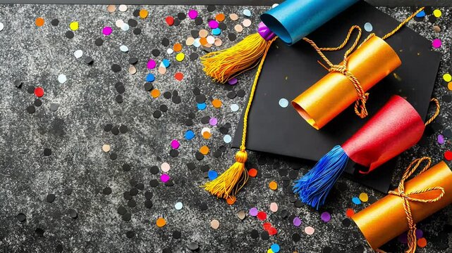 Colorful Party Poppers and Confetti Scattered on a Table Ready for Celebration at a Milestone Event