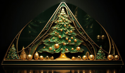  Artificial Christmas Tree made of epoxy resin and wood,Generated by AI