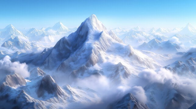Gipfel im Schnee unter klarem Himmel

