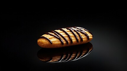   Bread on black surface with reflection