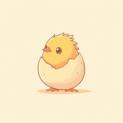 Adorable Baby Chick Emerging From Eggshell