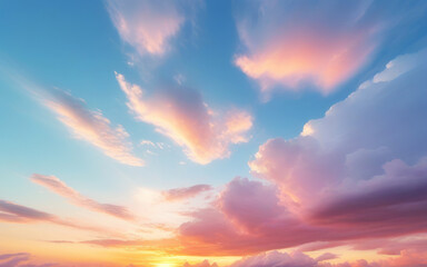 Obraz premium Sunset sky with beautiful clouds, smooth and shiny