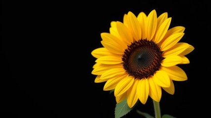 Obraz premium Elegant image of a bright yellow sunflower with detailed texture on a black background.