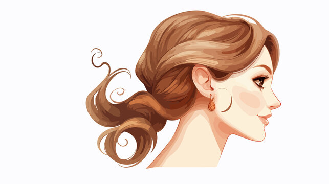 Cute Cartoon Woman Ear Illustration on White Background