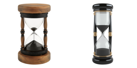Hourglass isolated on transparent background, Set of