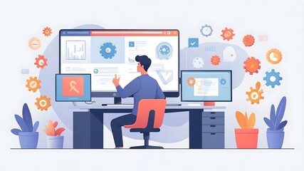 Erfolgreicher IT-Spezialist am Computer