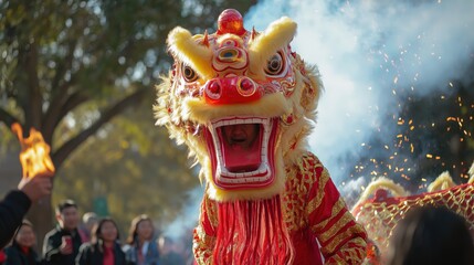 Vibrant dragon dance performance showcasing cultural heritage during a festive celebration