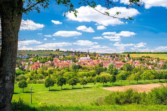 View on small town Sulzfeld am Main in the district of Kitzingen in Bavaria in Germany