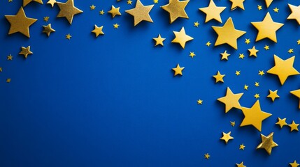 Gold stars scattered on a royal blue background, a festive and comfortable look generative ai