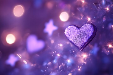 Fototapeta premium Lavender background with subtle heart and star sparkles