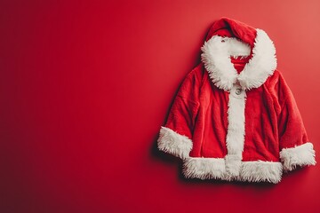 holiday image with red Santa jacket and plain red background