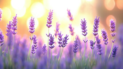 Obraz premium A field of lavender blooms under a bright sun