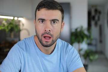 Fototapeta premium Man looking at something with lots of concern 