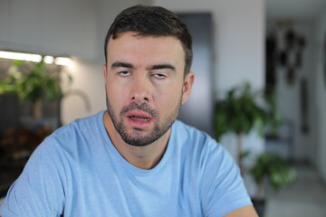 Man observing something with lots of attention 