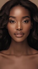 Fototapeta premium Fresh face black woman commercial beauty ad