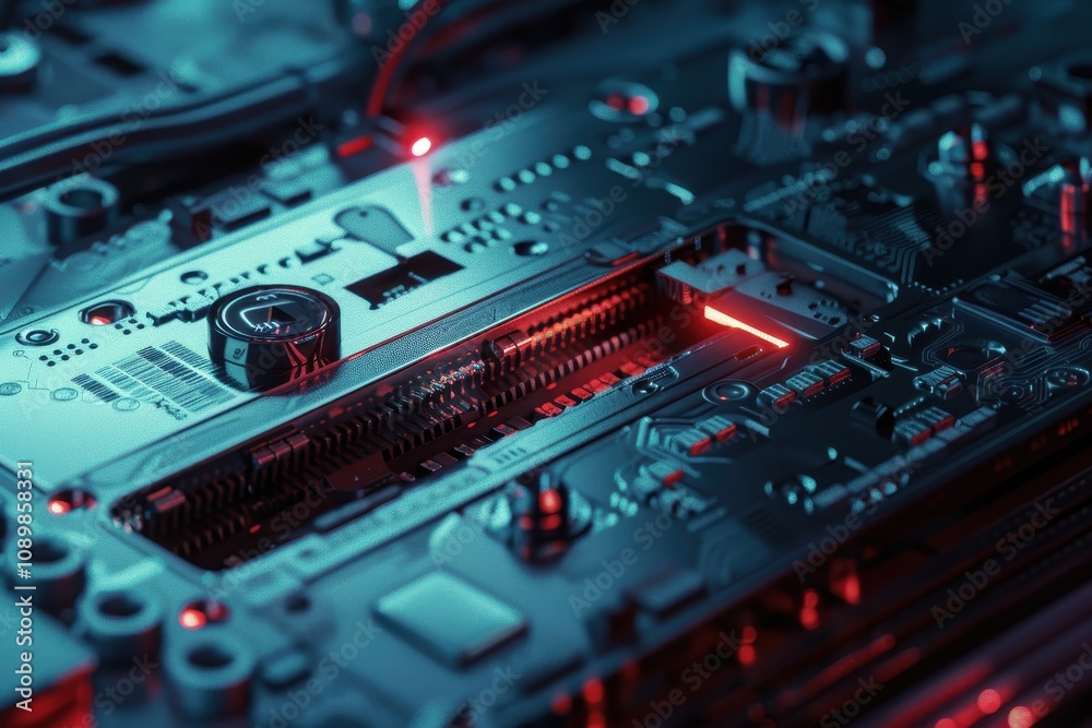 Aufkleber close examination of an aged circuit board highlighting rusty components and intricate patterns in e