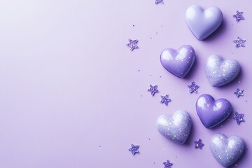 Obraz premium Lavender background with subtle heart and star sparkles