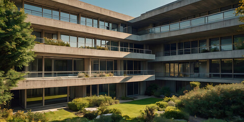 Obraz premium futuristic brutalist house building, generative ai