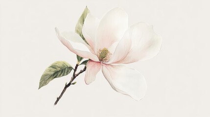 Fototapeta premium Elegant magnolia flower with soft pink and white petals