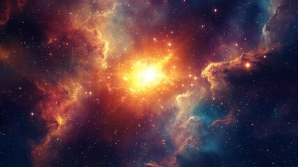 Fototapeta premium A Stellar Explosion in a Starry Nebula