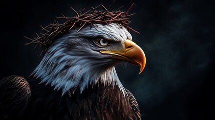 Wild eagle bird displaying angry expression outdoors image