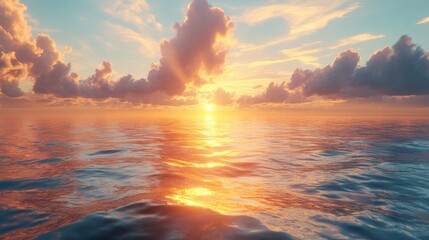 Obraz premium Serene Sunset Over Calm Ocean Waters Reflecting Colors