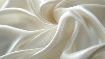 Fototapeta premium Elegant Draped Cream Colored Silk Fabric Texture