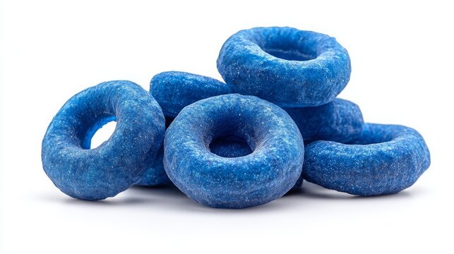 Large blue froot loop cereal, front view on white