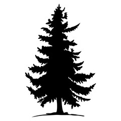 Obraz premium Christmas Tree Silhouette Vector Illustration on White Background 