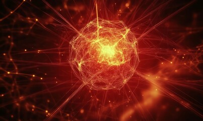 Fototapeta premium Surreal Atomic Diagram Depicting Heat Conduction in Solid Material