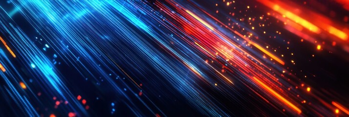 Obraz premium Abstract Digital Art: Blue and Red Light Streaks