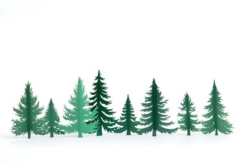 Obraz premium Simple Christmas tree silhouettes in green on a white background