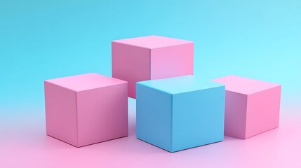 Fototapeta premium Vibrant Geometric Explosions and Minimalistic Cubes in Dynamic Abstract Artwork Collection
